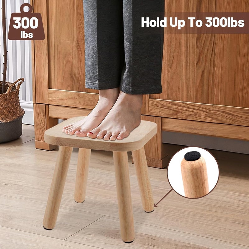 EOKPHULL Wooden Step Stool for Adults, Kitchen Stepping Stools with Four Assembled Legs and Non-Slip Pads, Portable One Step Foot Stool Sitting Stool for Bathroom, Living Room, Bedroom (Natural Wood Color) - Image 4